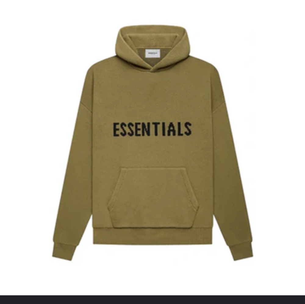 Essentials Green Hoodie with Bold Front Print